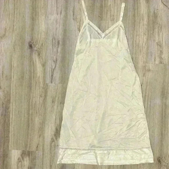 Vintage White Satin Sheer Long Midi Length Slip Lingerie Sleep Chemise Size S - Picture 1 of 5
